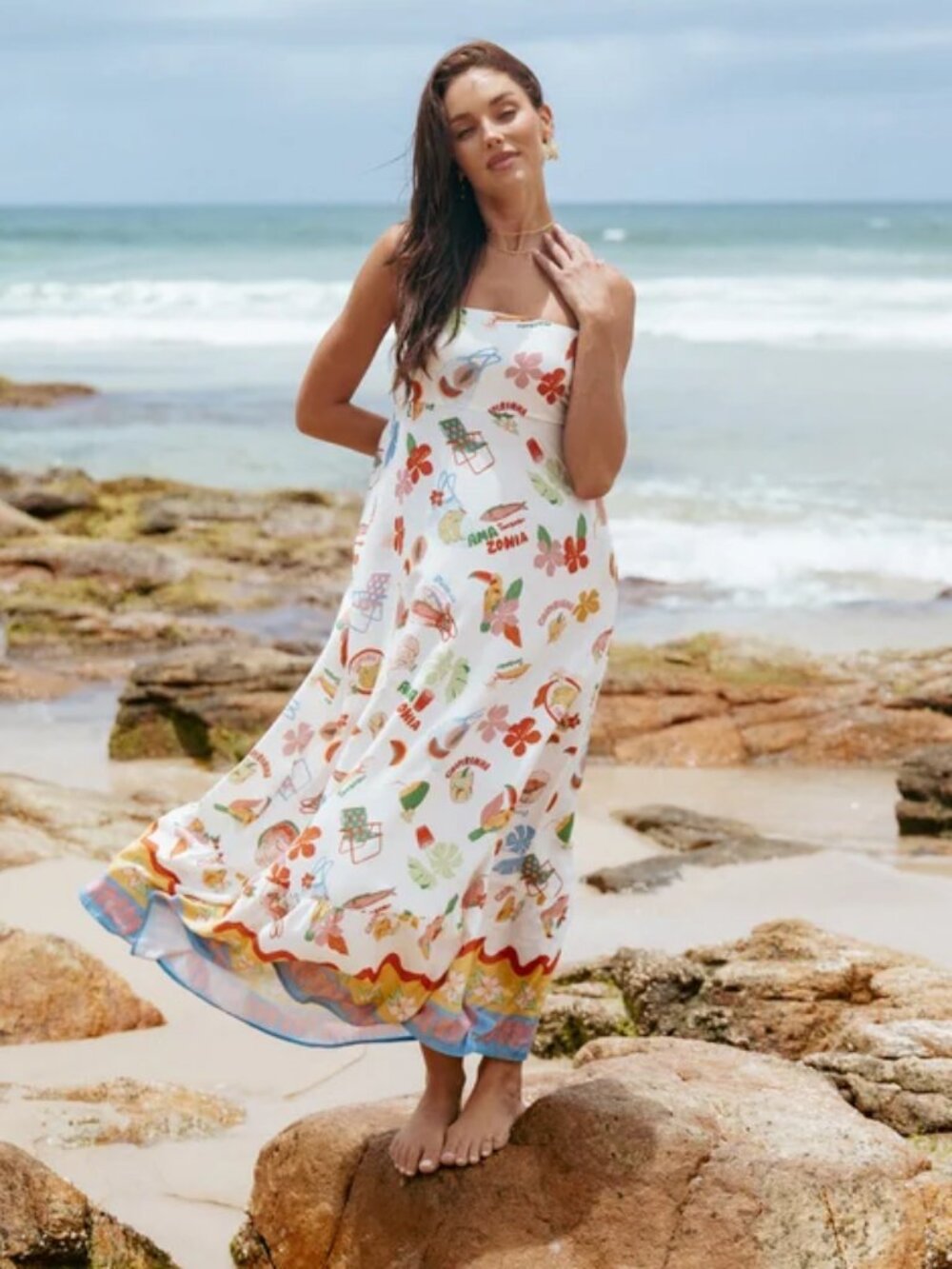 Petal and Pup Else Maxi Dress Summer Vacation Beach Dress M Boho Tropical NEW - Picture 4 of 11